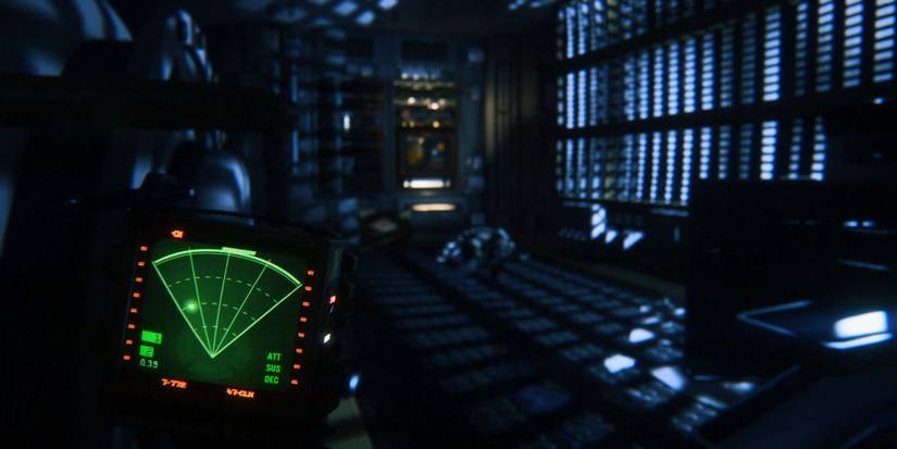 Scanning dark hallway. 