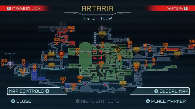 Metroid Dread: Artaria Missile Tank Map