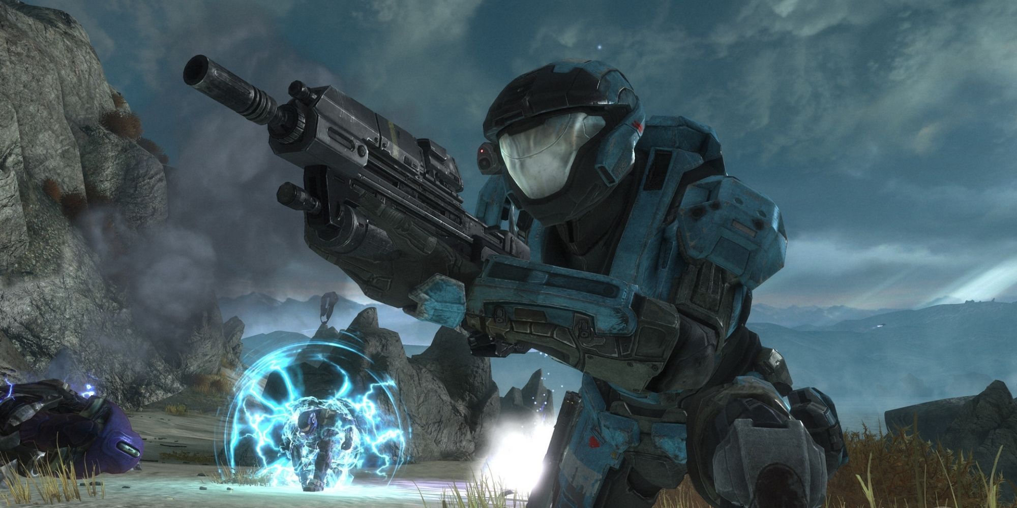 Kat in combat with the Covenant during the events of Halo: Reach.