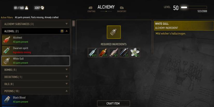 The Witcher 3 Screenshot Of White Gull Alchemy