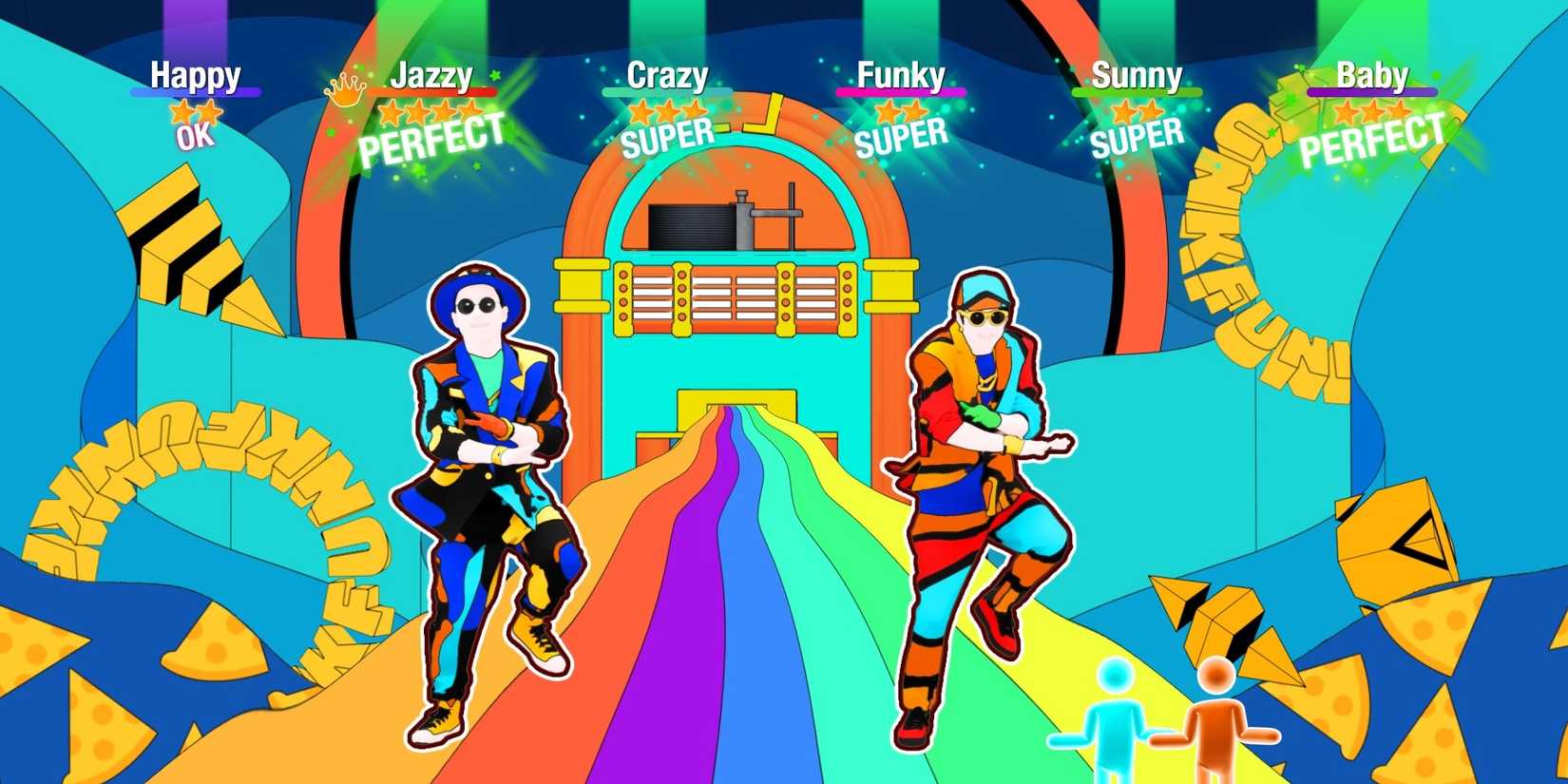 Just Dance 2022 - Two Dancers Dancing On A Rainbow Bridge.