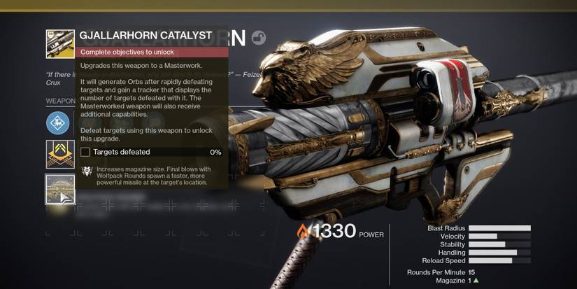 Destiny 2 Gjallarhorn Exotic Rocket Launcher Catalyst