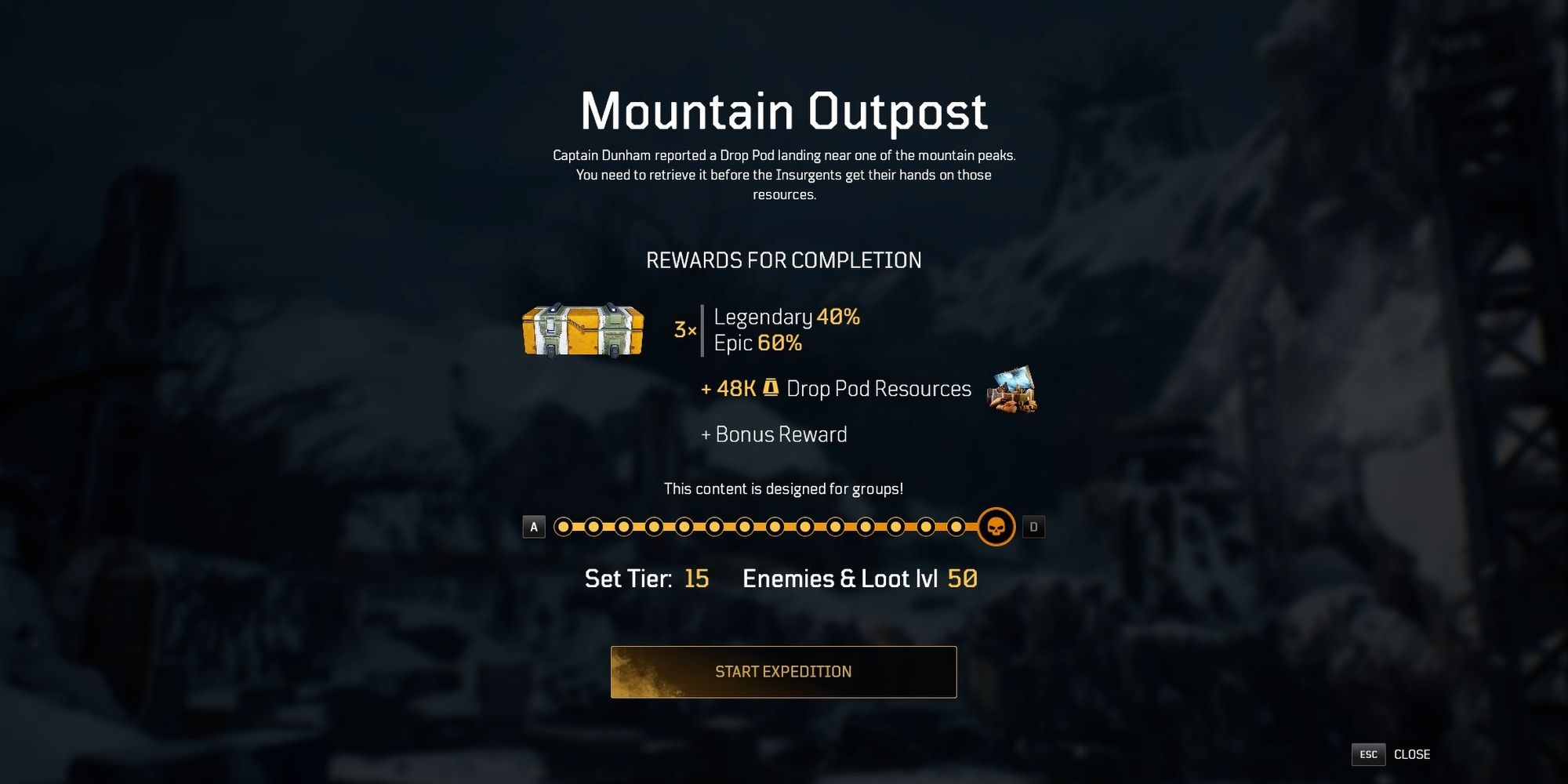 Outriders Mountain Outpost Updated Drops
