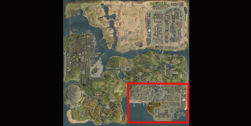 GTA San Andreas Map detailing the area where Gang Tags are found
