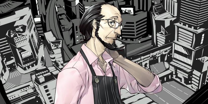 Persona 5's Sojiro Sakura superimposed over Persona's rendition of Tokyo