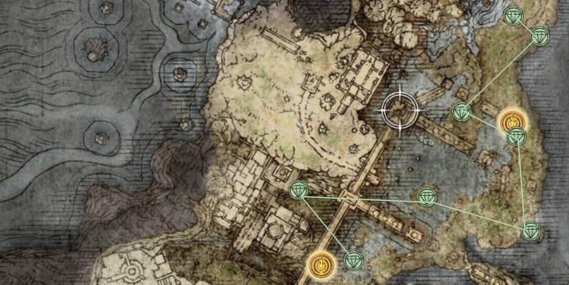 Map showing every Brazier location in Siofra River in Elden Ring