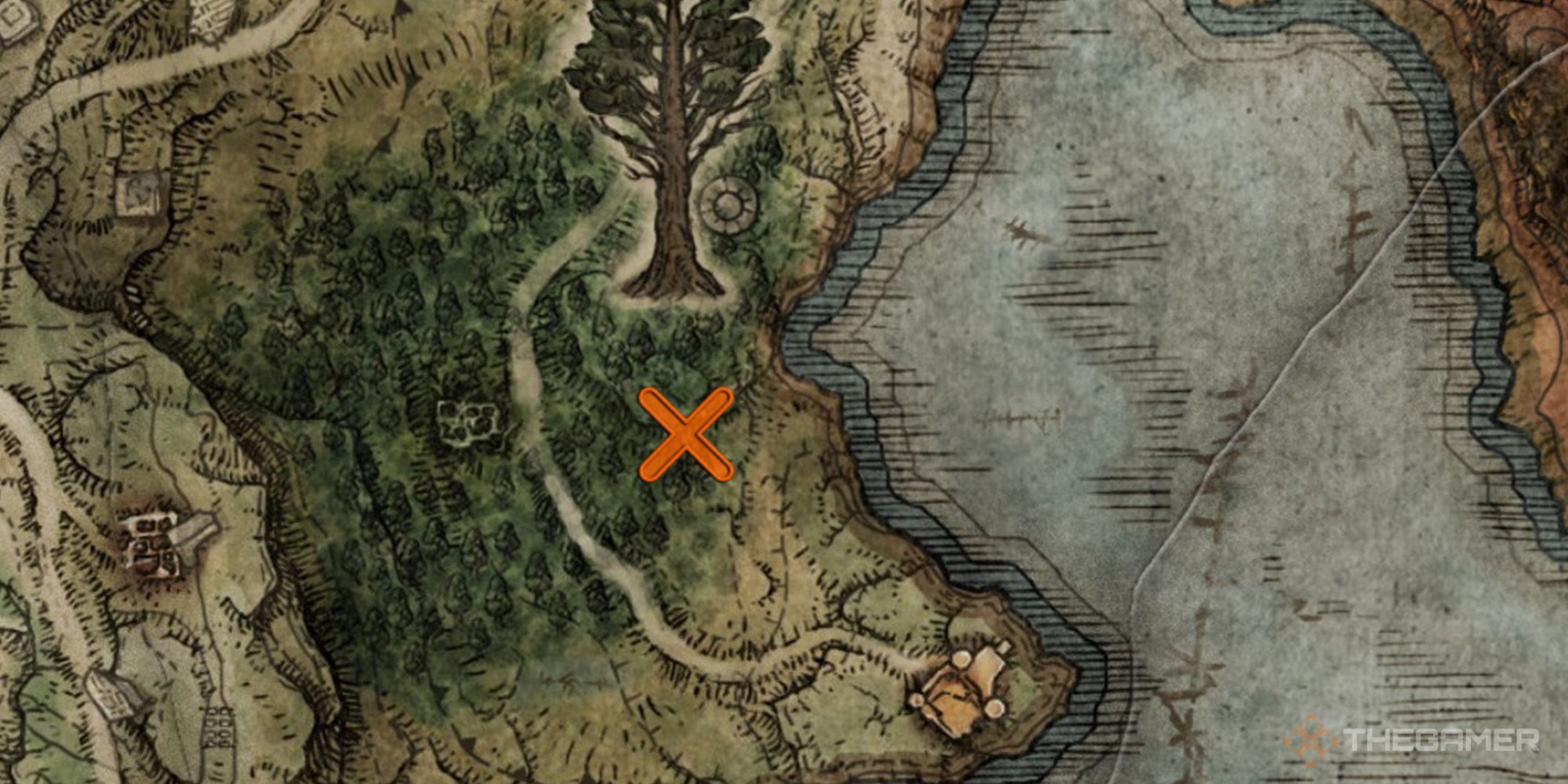 Elden Ring Map showing the location of Armorer's Cookbook [3]