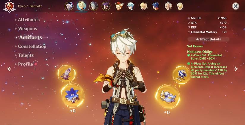 Bennett with the Noblesse Oblige Set