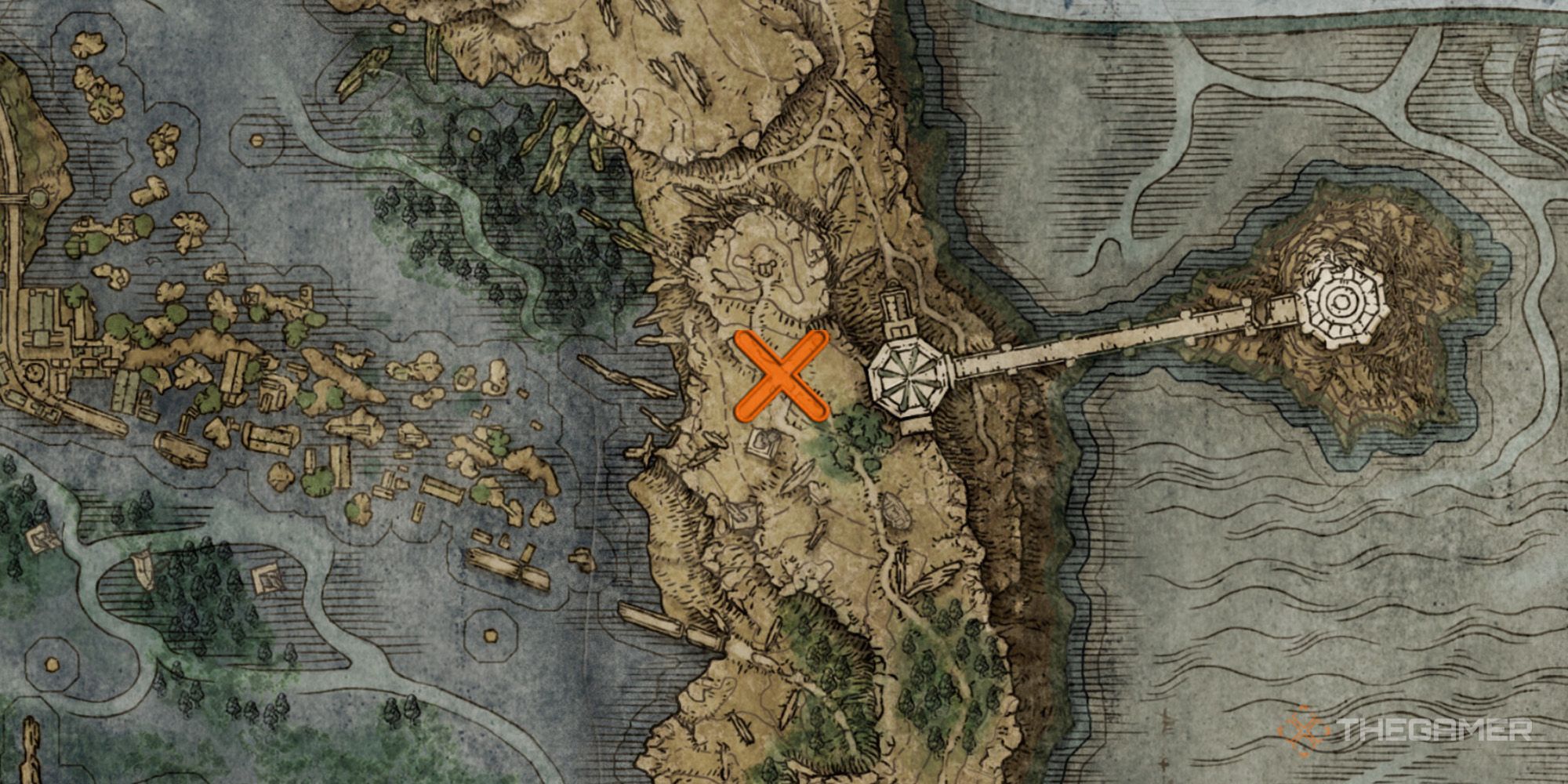 Map showing the location of the Dragon Cult Prayerbook in Elden Ring