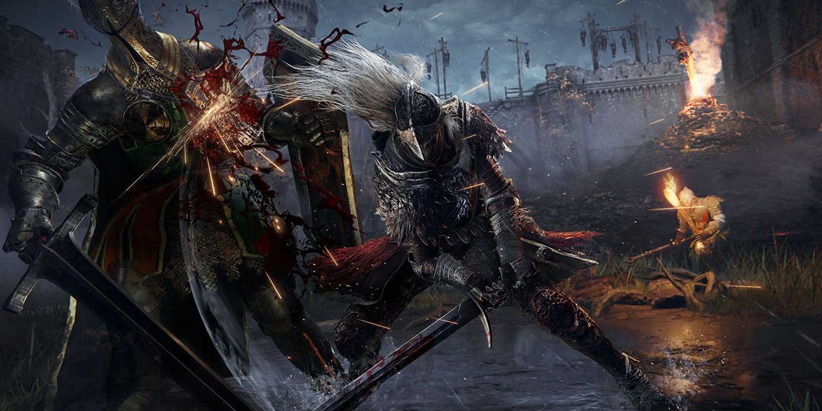 It dropped ends a deadly sword slash in the fire ring.