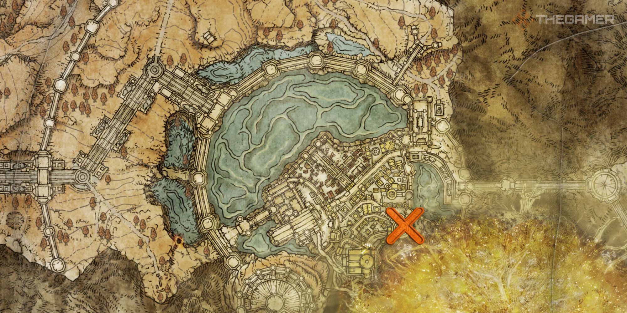 Map showing the location of the Erdtree Heal Incantation in Elden Ring