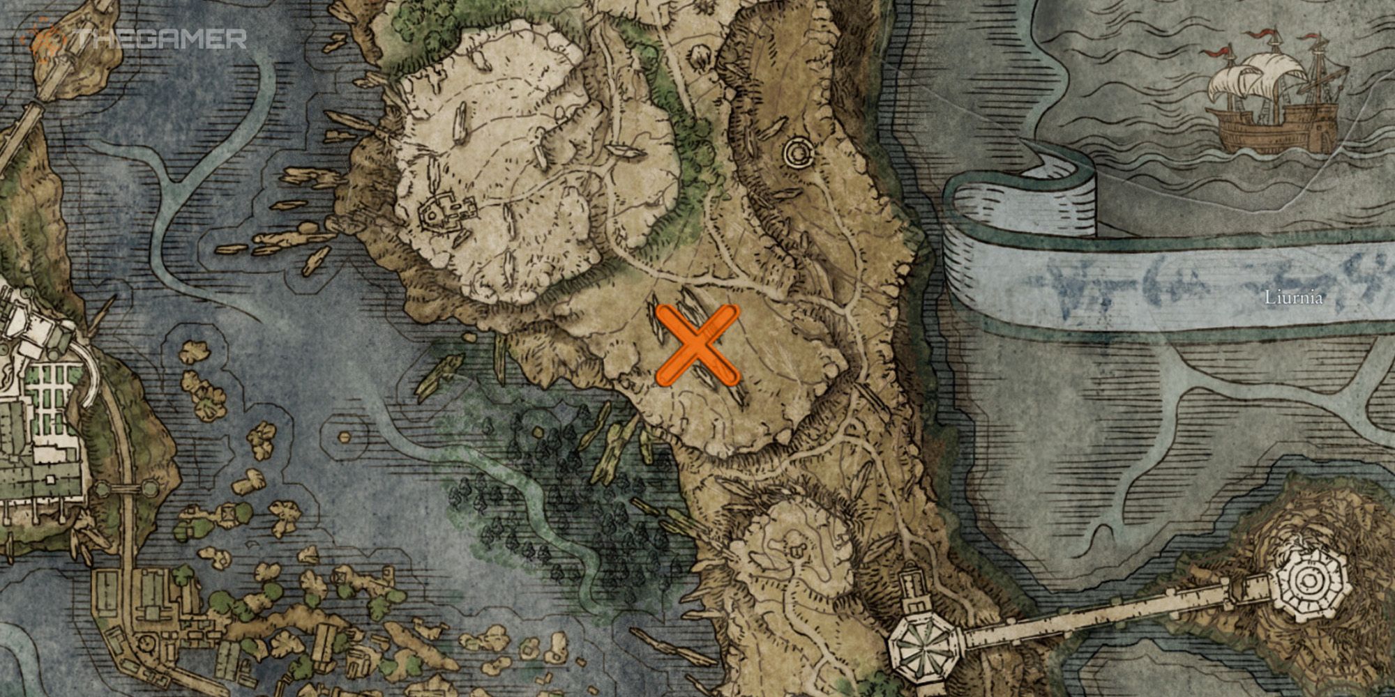 Map showing the location of the Flame, Cleanse Me Incantation in Elden Ring