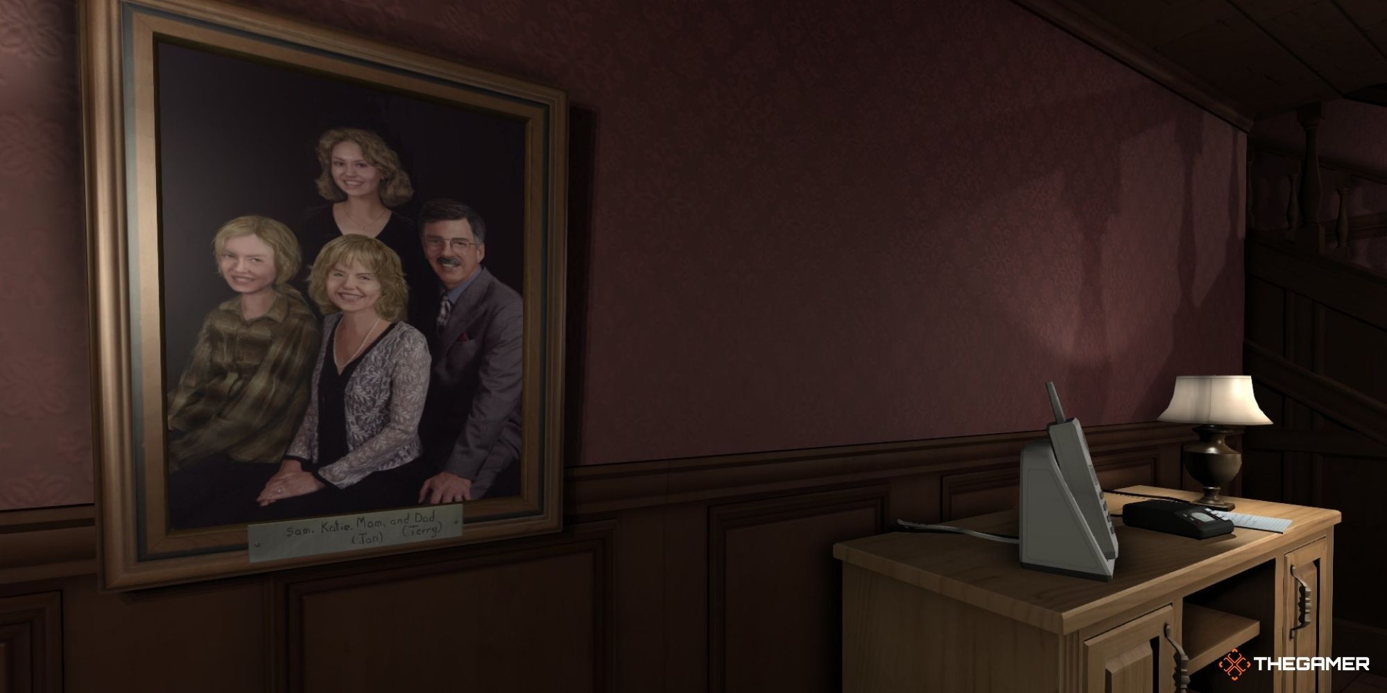 Gone Home - player looking at family portrait
