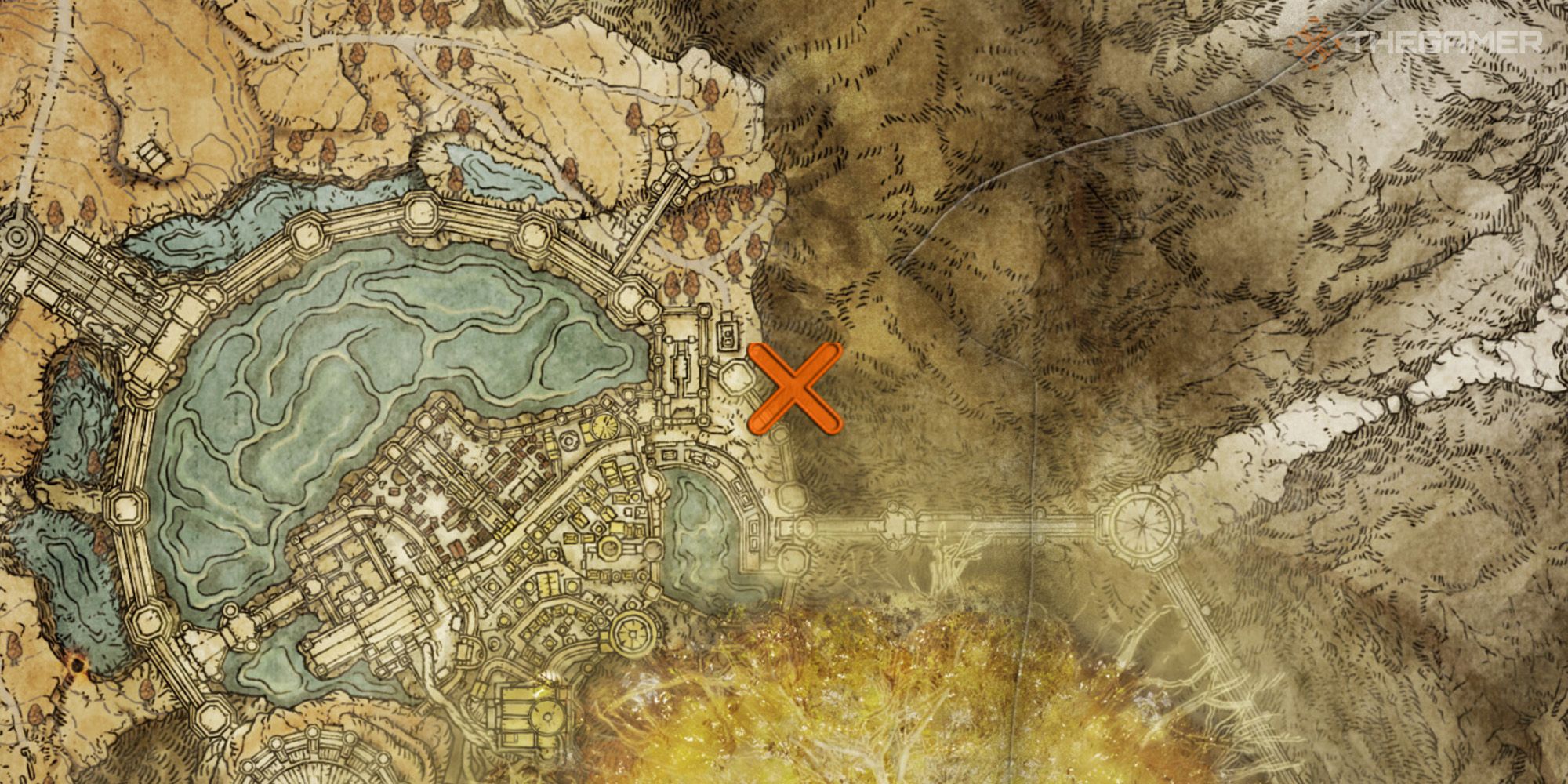 Map showing the location of the Inescapable Frenzy Incantation in Elden Ring