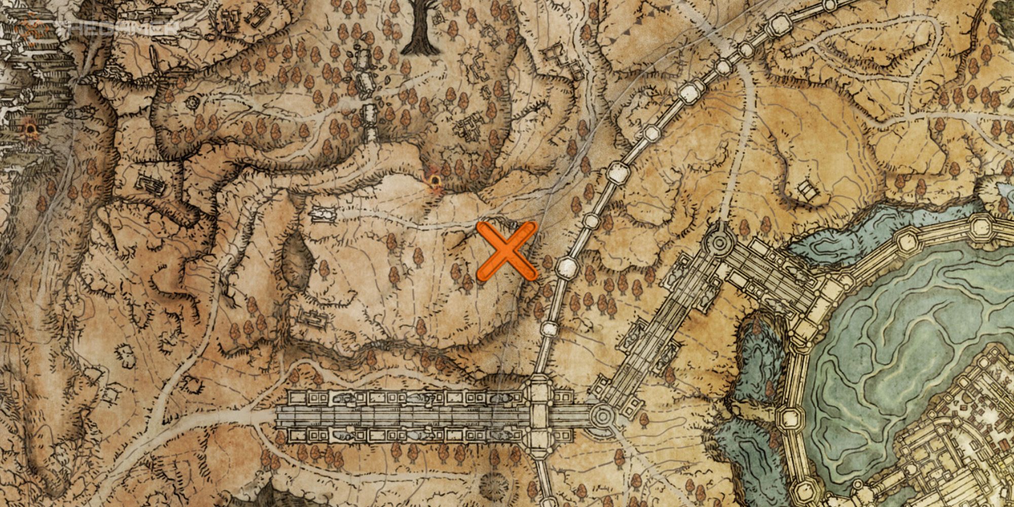 Map showing the location of the Lansseax's Glaive Incantation in Elden Ring