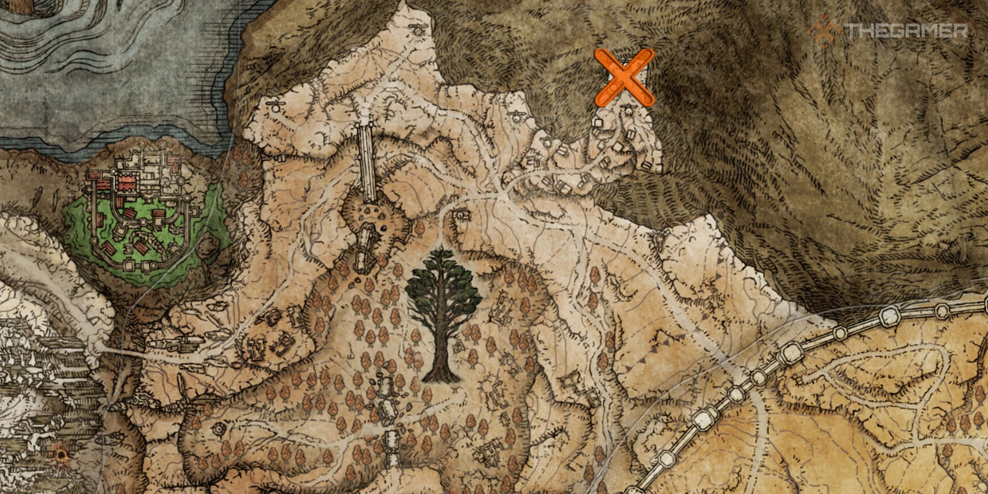 Map showing the location of the Scouring Black Flame Incantation in Elden Ring