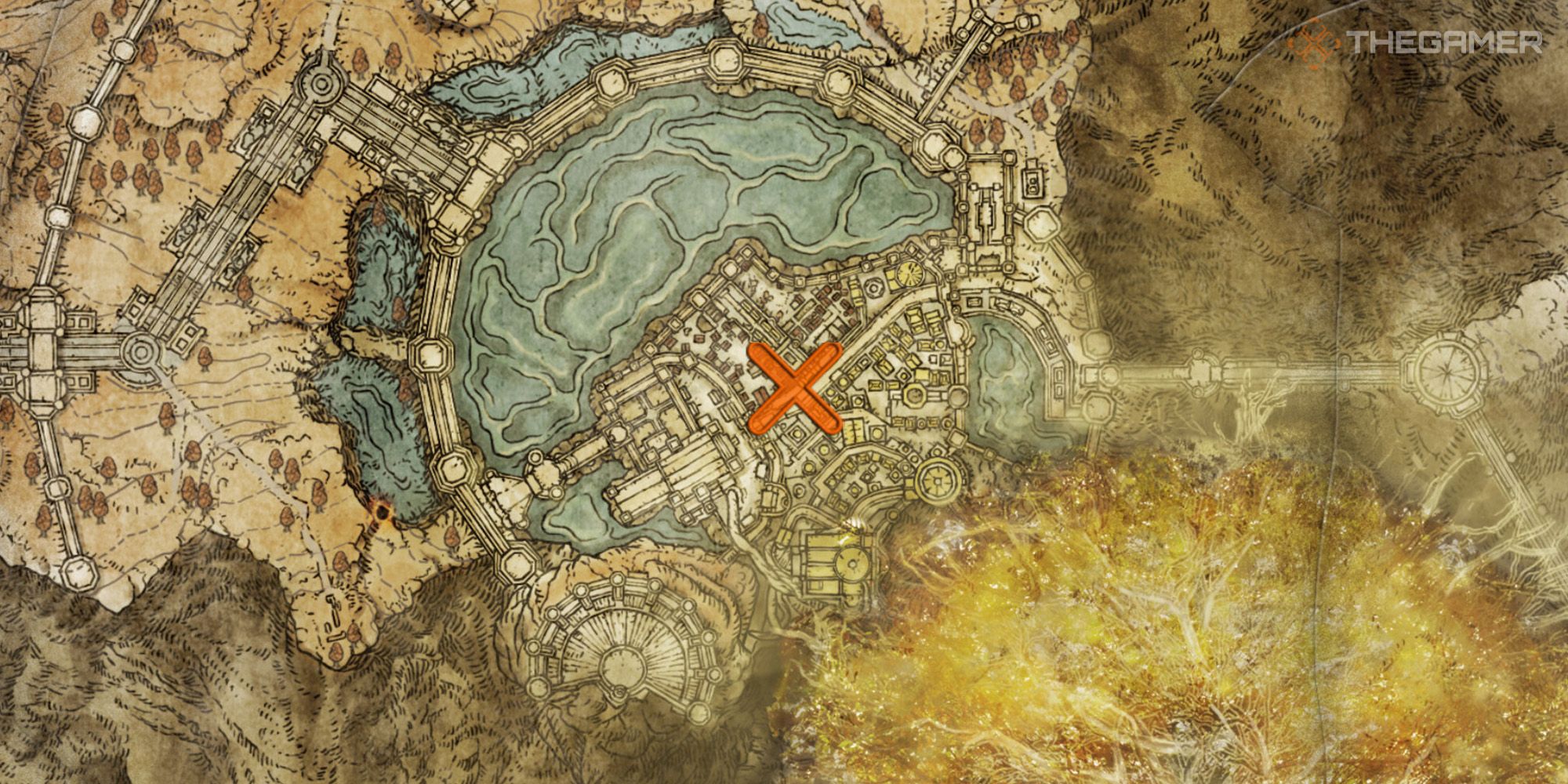 Map showing the location of the Shadow Ball Incantation in Elden Ring