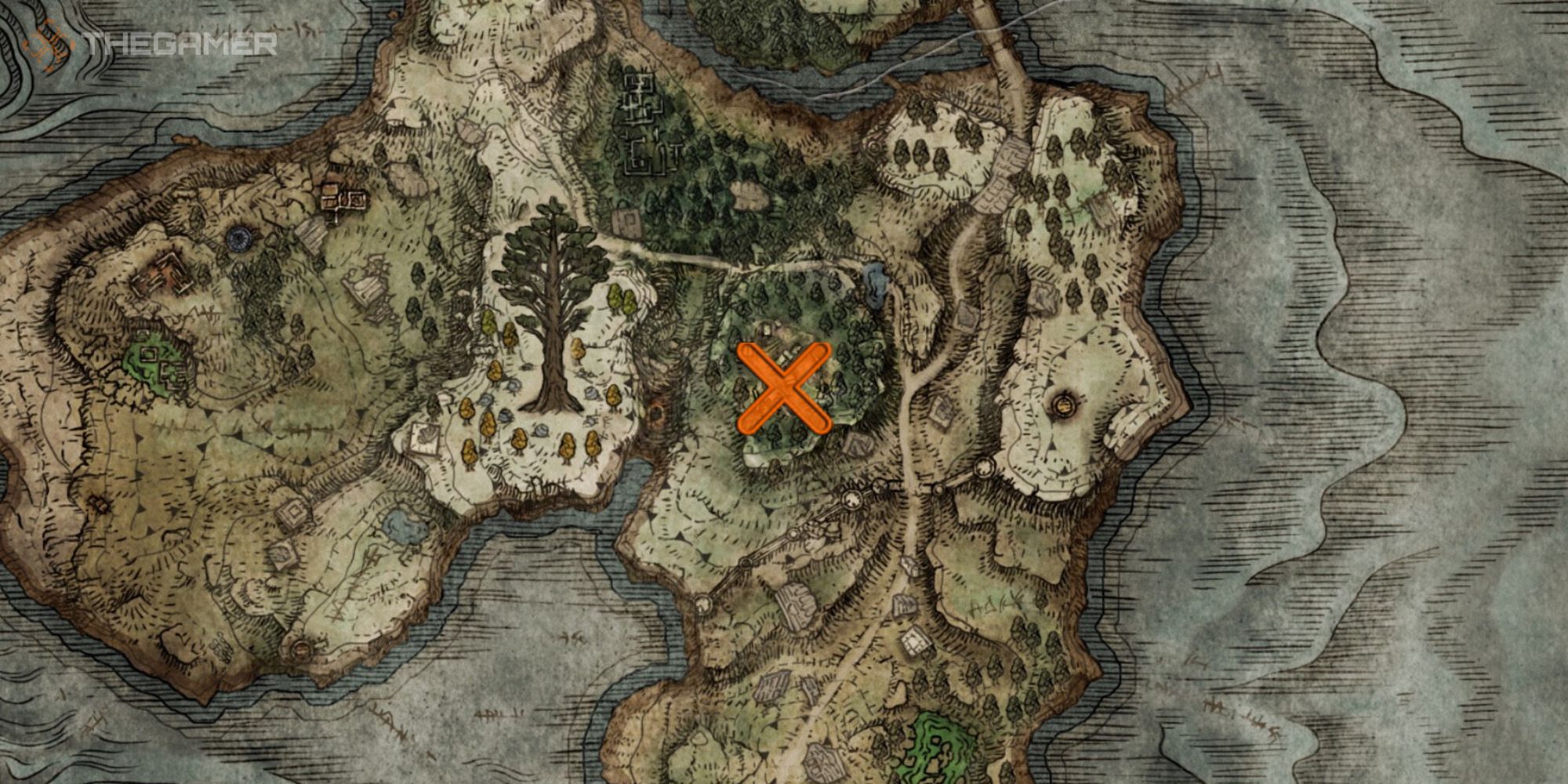 Map showing the location of The Flame of Frenzy Incantation in Elden Ring