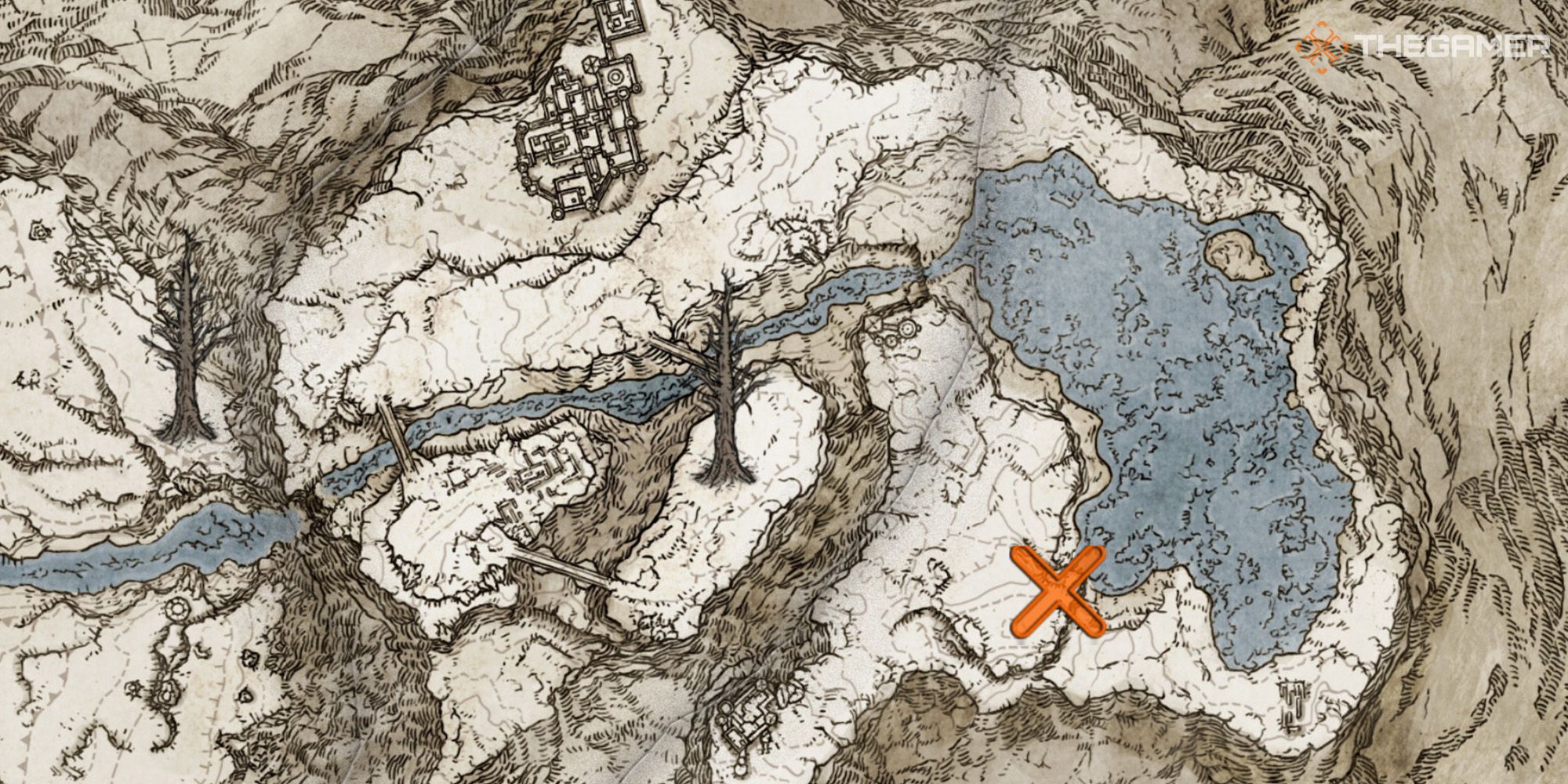 Map showing the location of the Vyke's Dragonbolt Incantation in Elden Ring