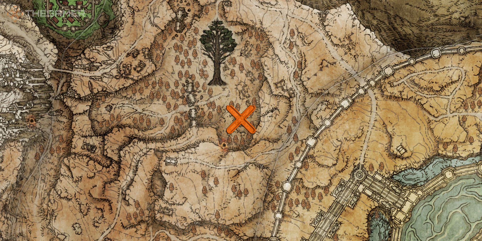 Map showing the location of the Wrath of Gold Incantation in Elden Ring