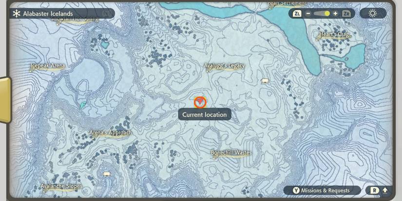 alabaster icelands map with tunnel to ice rock circled