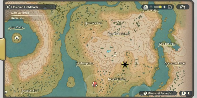 obsidian fieldlands map with wandas location highlighted