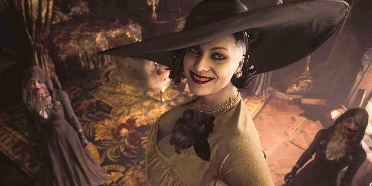 Maggie Robertson como Lady Dimitrescu em Resident Evil Village.