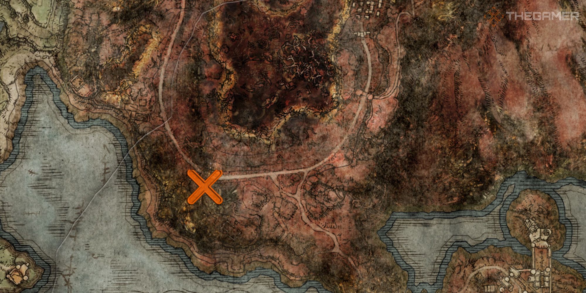 Map showing the location of Decaying Ekzykes within Caelid in Elden Ring