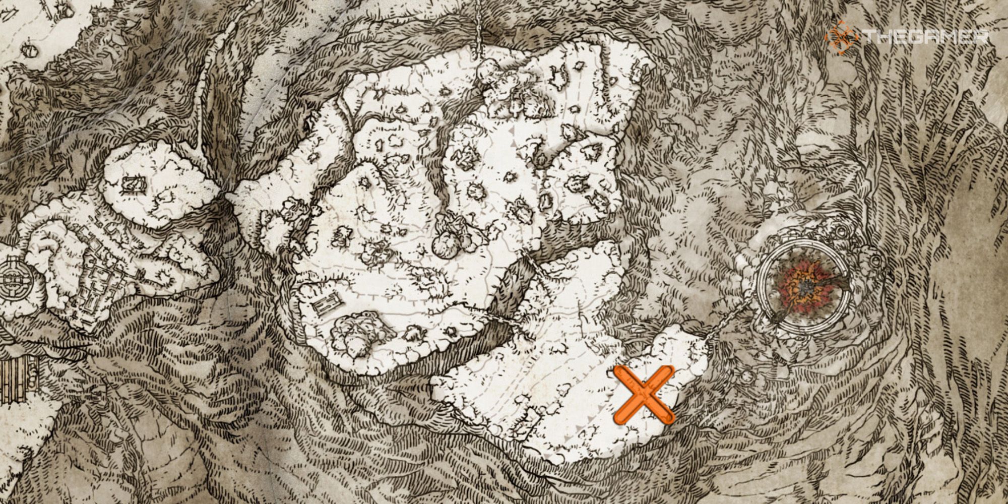Map showing the location of the Fire Giant in Elden Ring