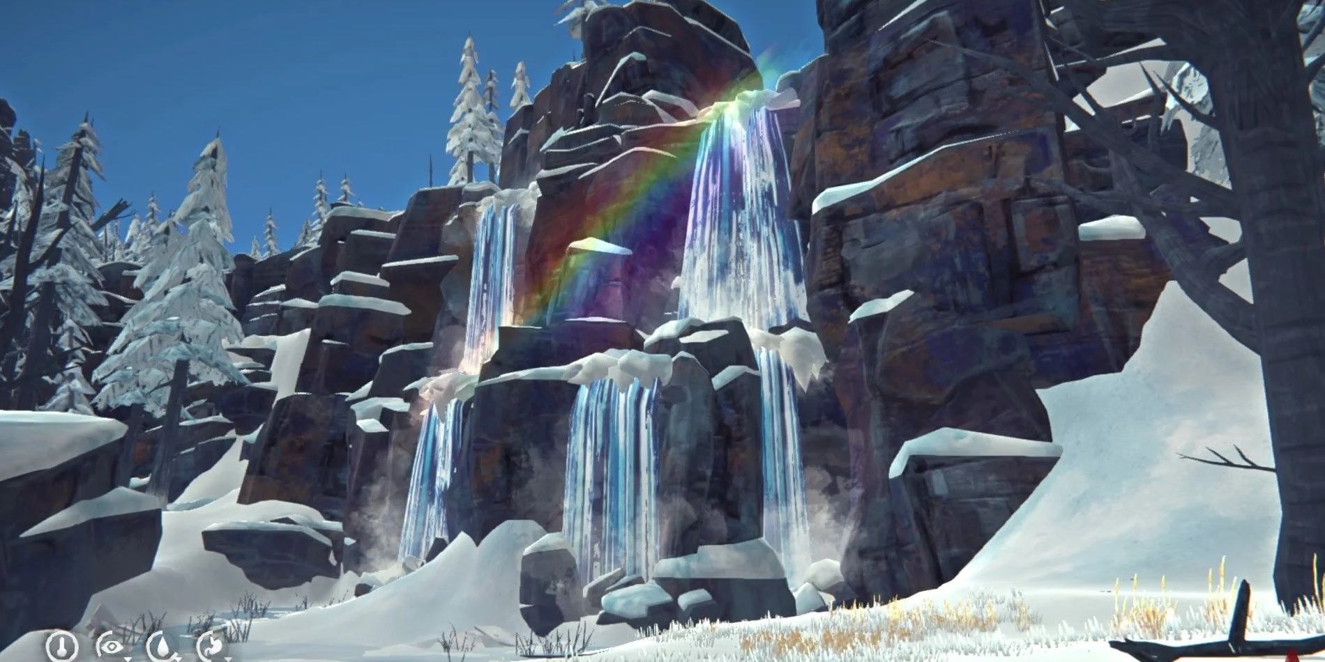 The Long Dark Hushed River Valley Twin Sister Falls Double Rainbow