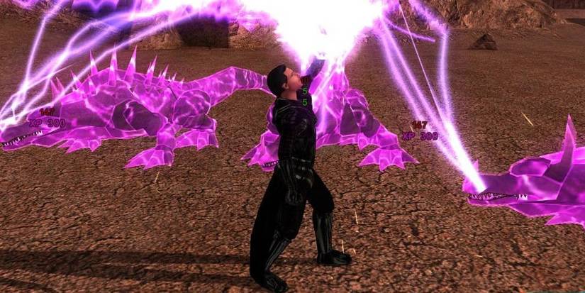 The main character from KOTOR uses Death Field on a group of beasts.