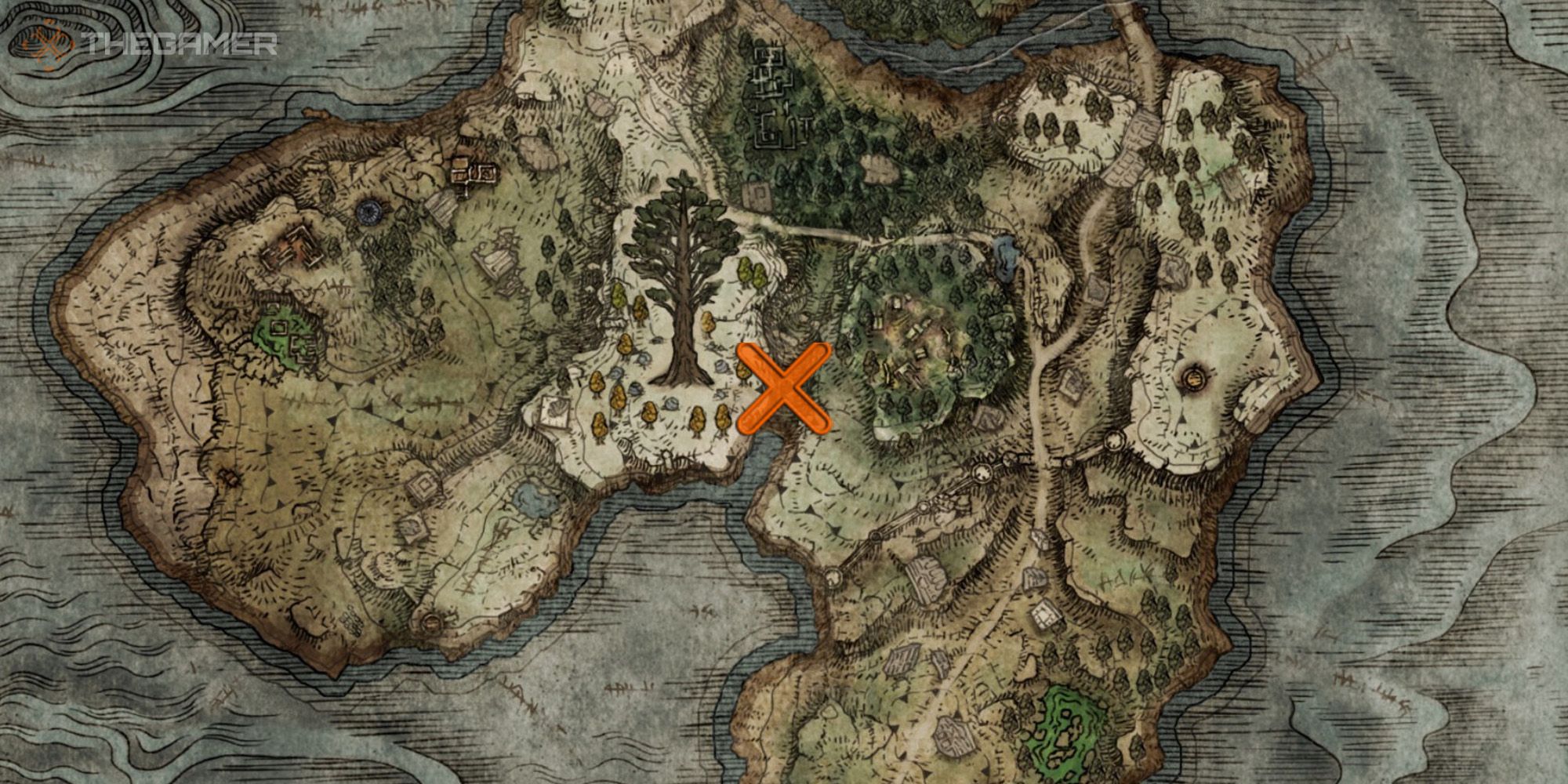 Map showing the location of the Lightning Strike Incantation in Elden Ring