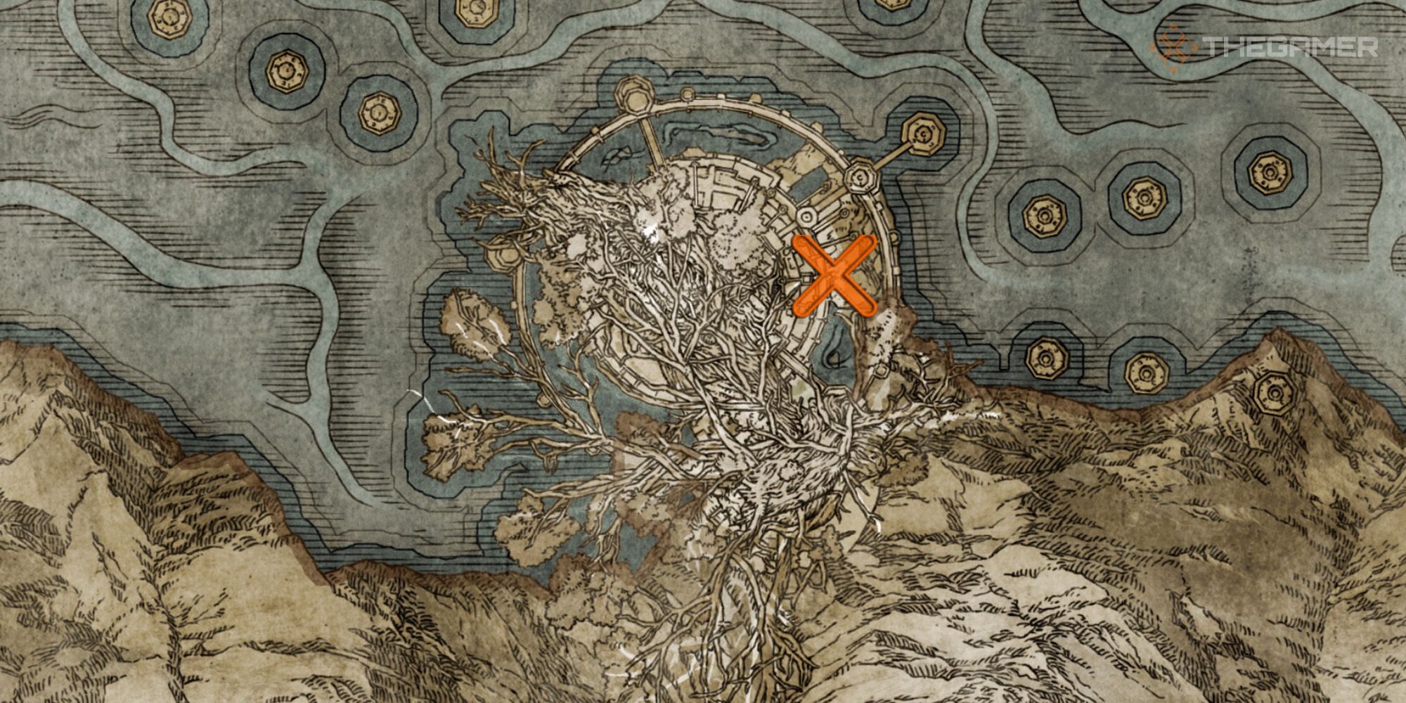 Map showing the location of Malenia, Goddess of Rot in Elden Ring
