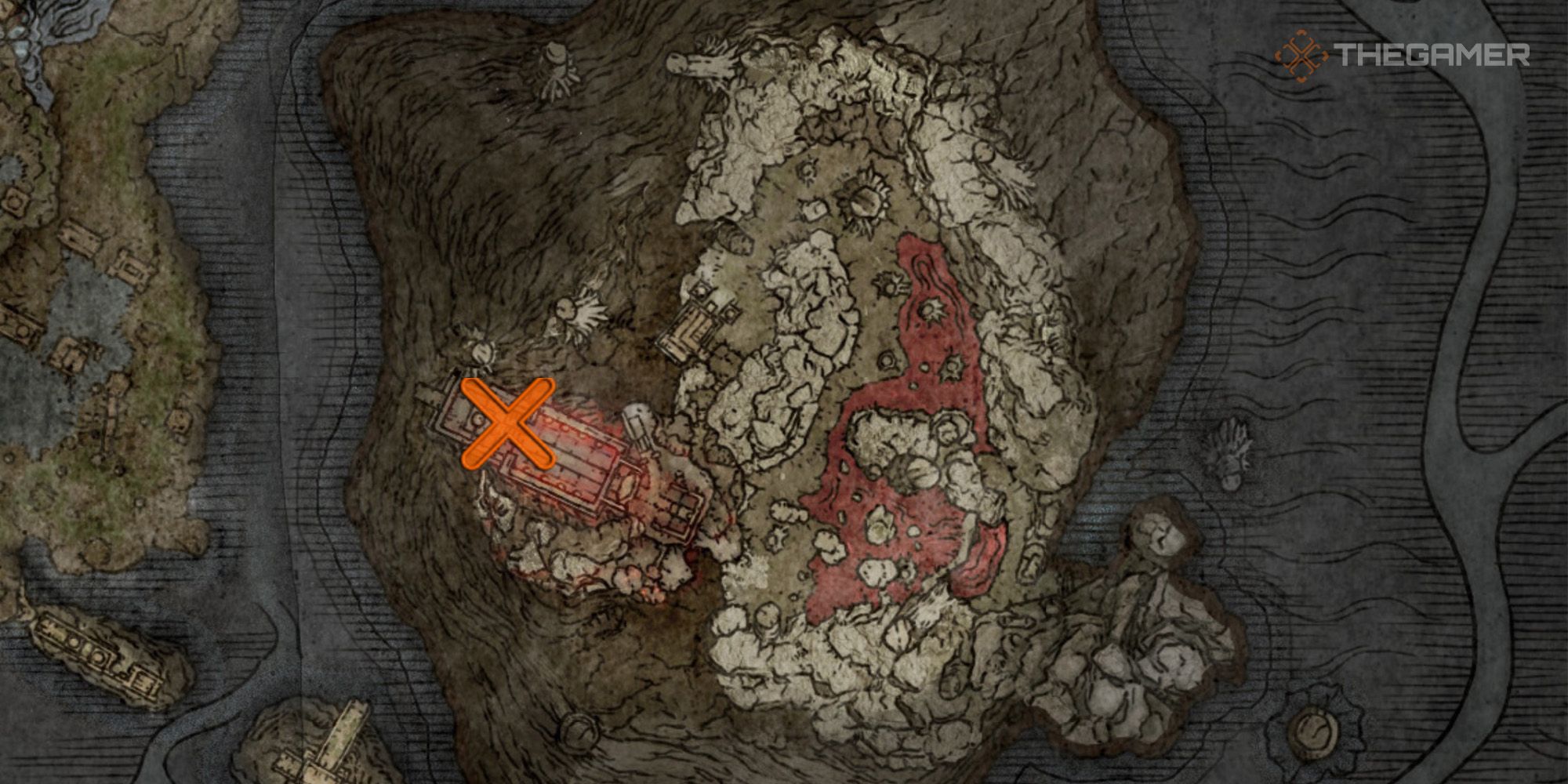 Map showing the location of Mohg, Lord of Blood in Elden Ring