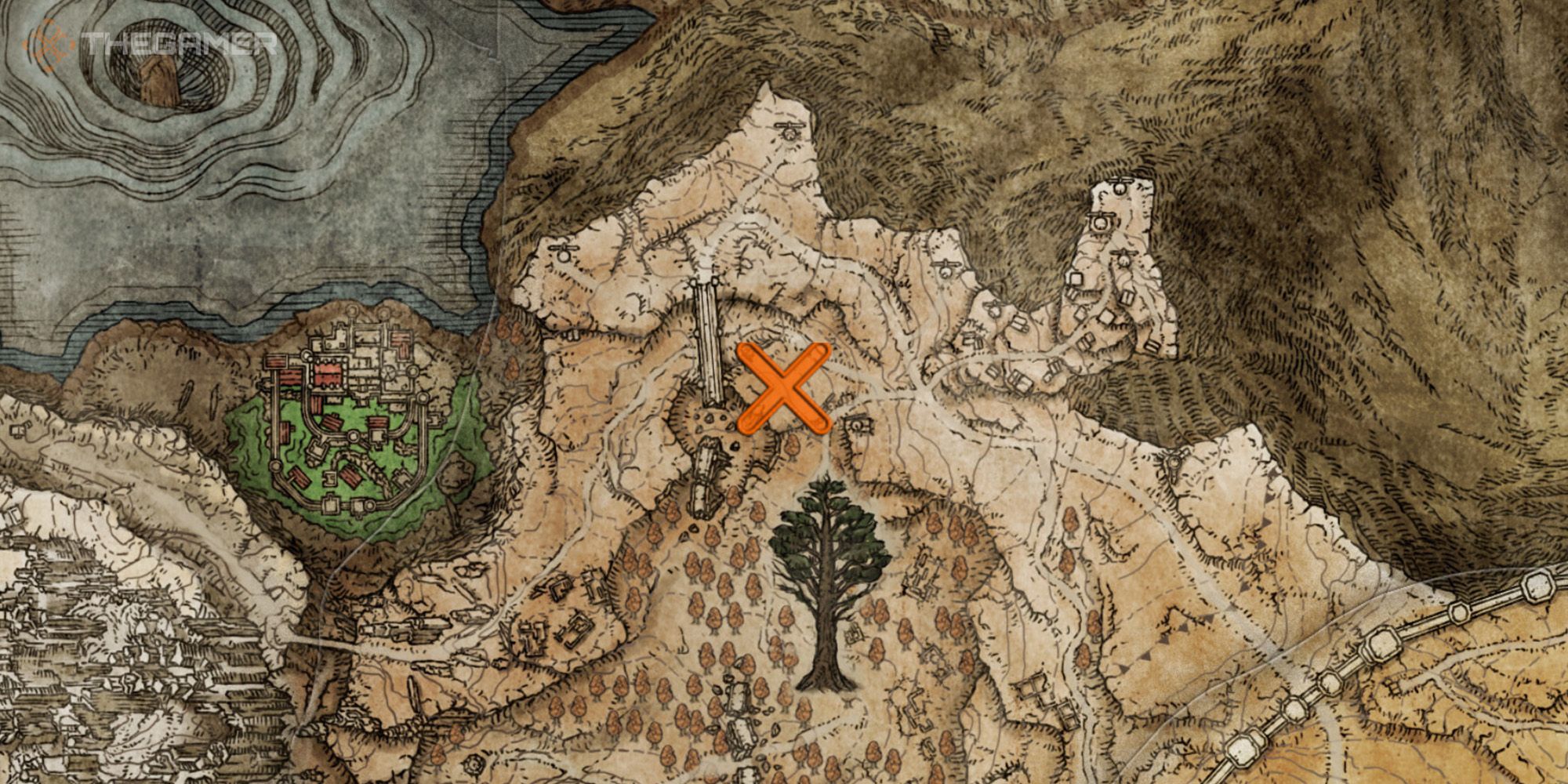 Map showing the location of the Protection of the Erdtree Incantation in Elden Ring