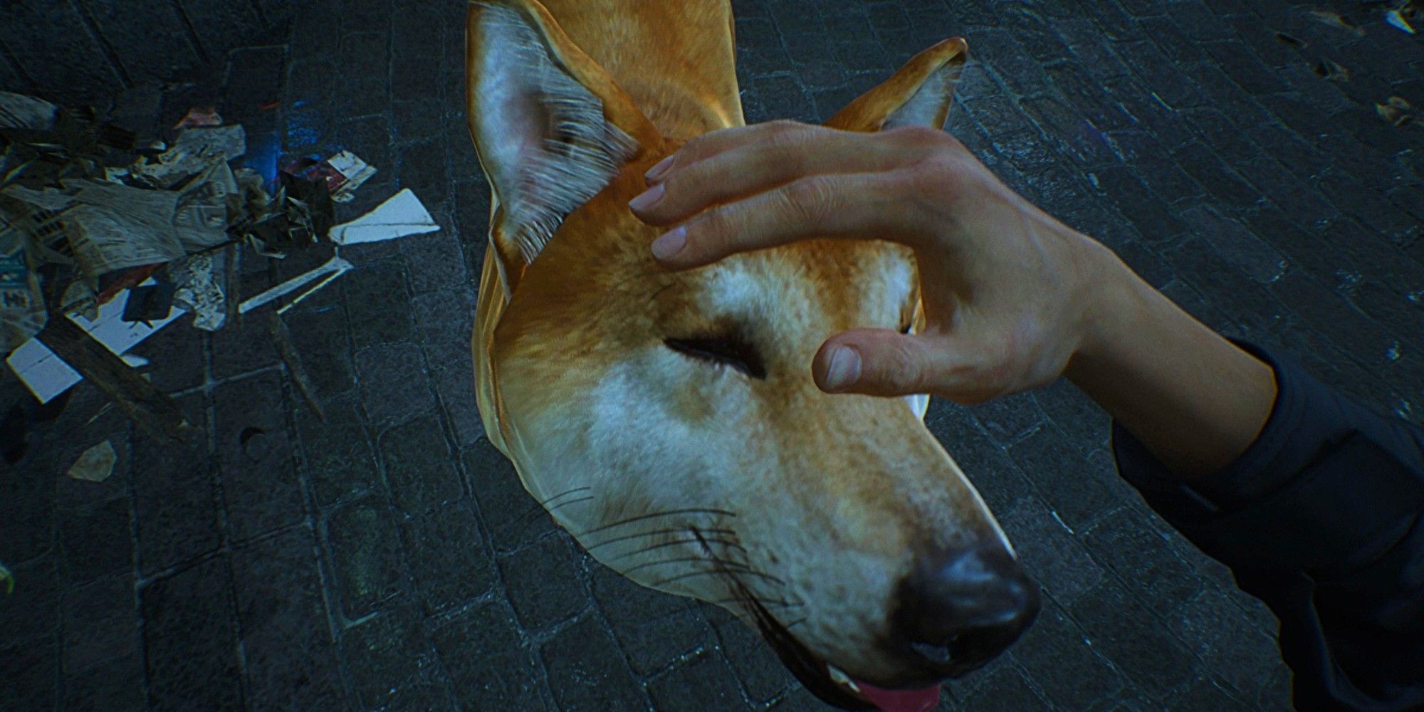 Ghostwire Tokyo Dog får kjæledyr på hodet og er veldig fornøyd