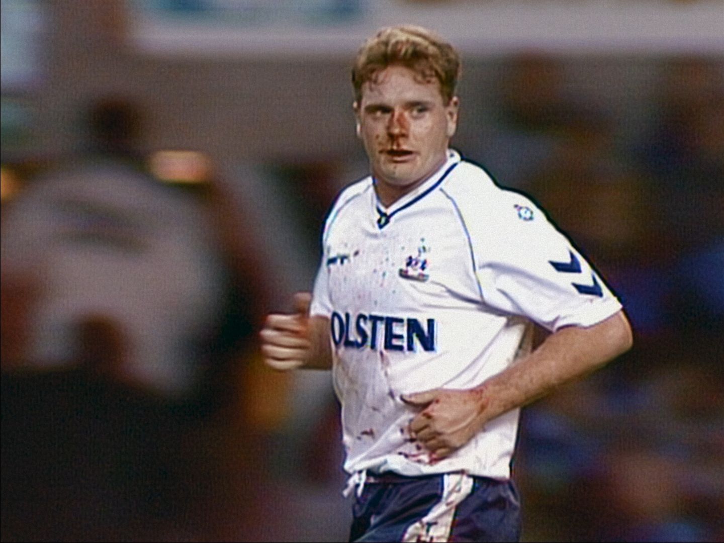 ITV Sport Archive - A bloodied Paul Gascoigne playing for Tottenham at home