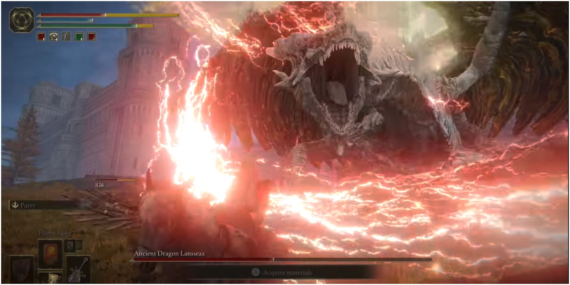 Elden Ring Ancient Dragon Lansseax's lightning swipe attack