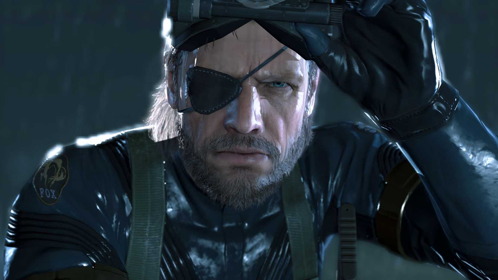 Big Boss looking into the camera in Metal Gear Solid 5 Ground Zeroes.