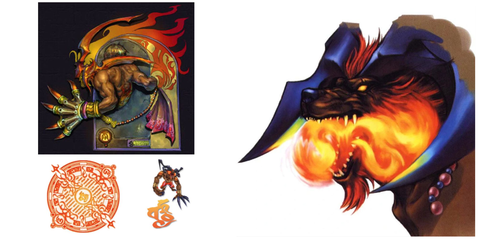 Final Fantasy X Ifrit, with his in-game photo, fayth statue, summoning glyph and symbol, and model/sprite