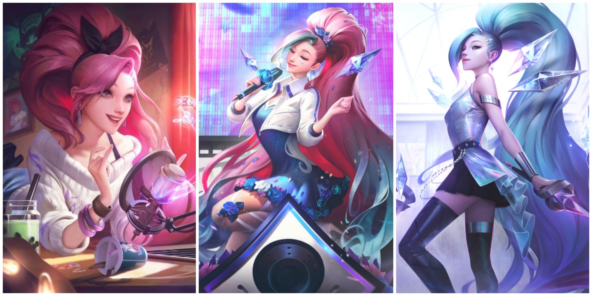 KDA ALL OUT Seraphine Ultimate skin where she starts indie, becomes a rising star, and then a fully realized pop star 