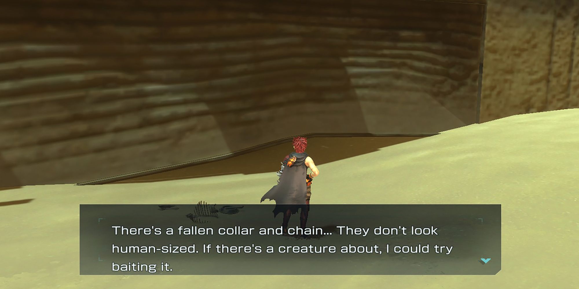 Talis finds an abandoned dog collar near a dilapidated garage in Toyomi Well in Metal Max Xeno Reborn.