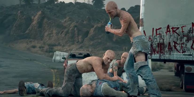 Rippers attacking Boozer on highway in Days Gone