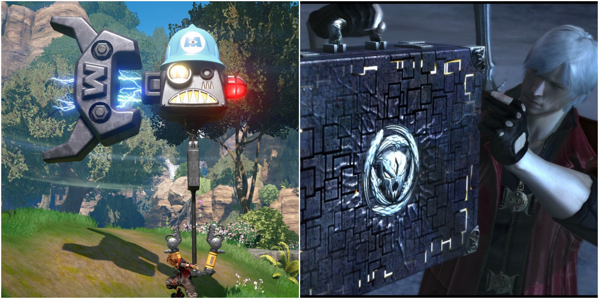 Sora with a Keybade, Dante holding Pandora