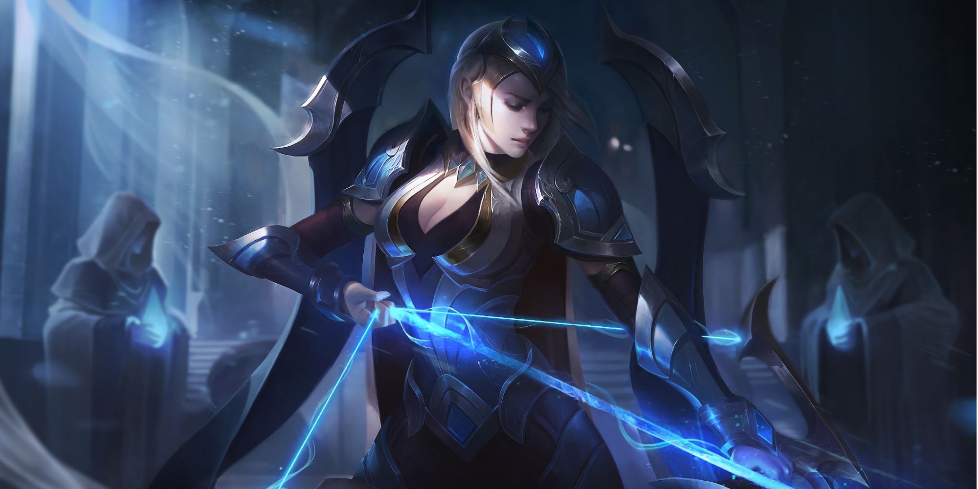 The Frost Archer with in her Championship skin with a dauntless expression looking epic with her blue bow string