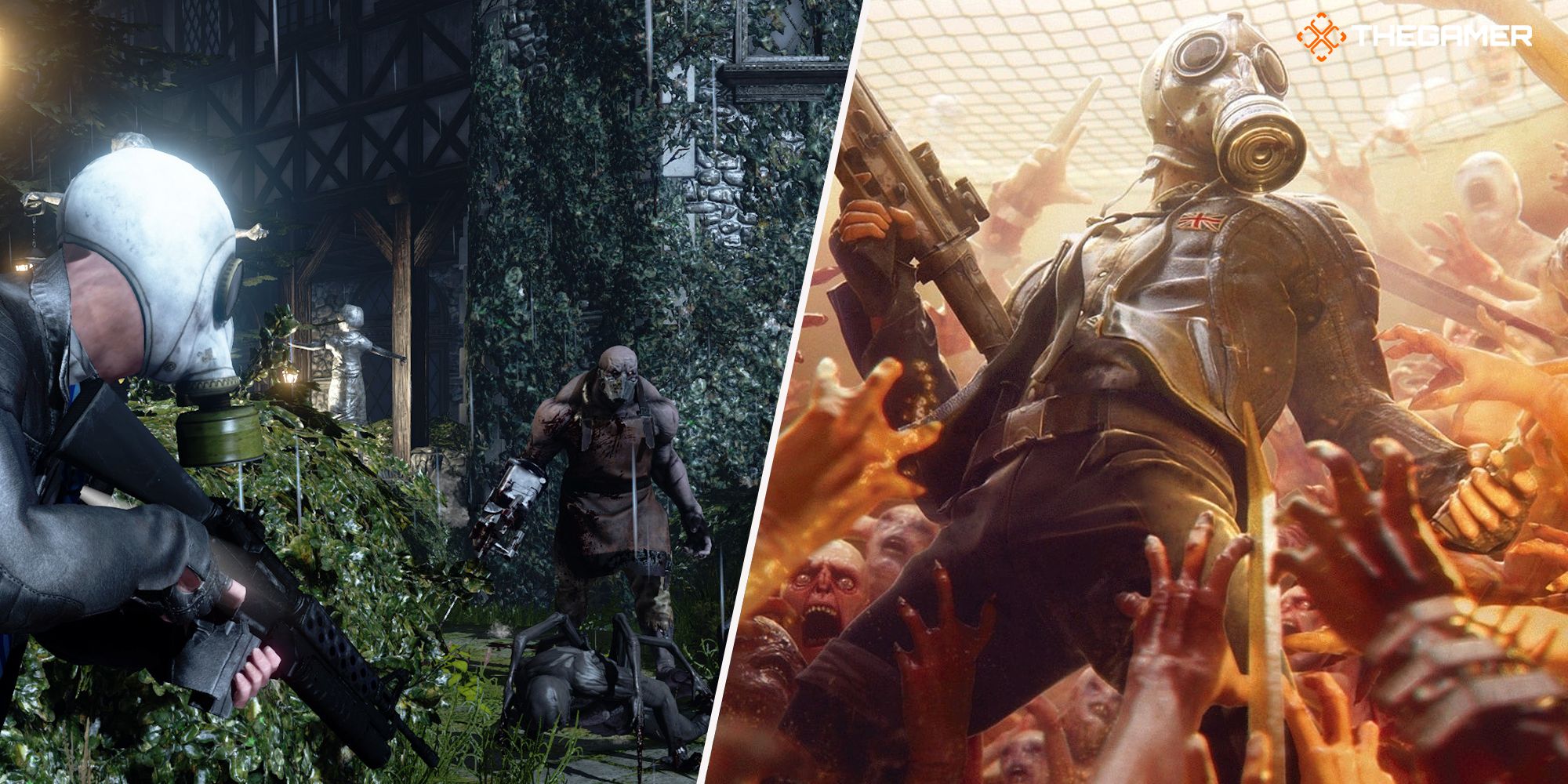 Killing Floor 2 split image of player with a gun and the key artwork