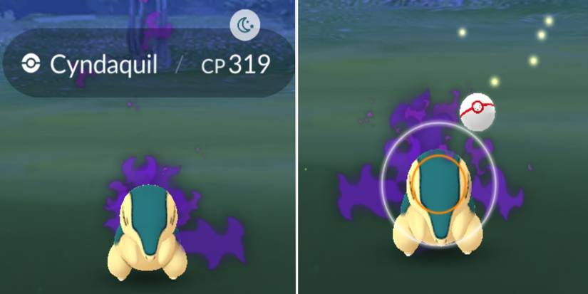 Pokemon go - catching a shadow cyndaquill at night