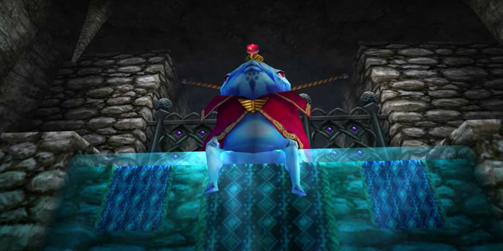 King Zora Sitting on a Waterfall in The Legend of Zelda Ocarina of Time 