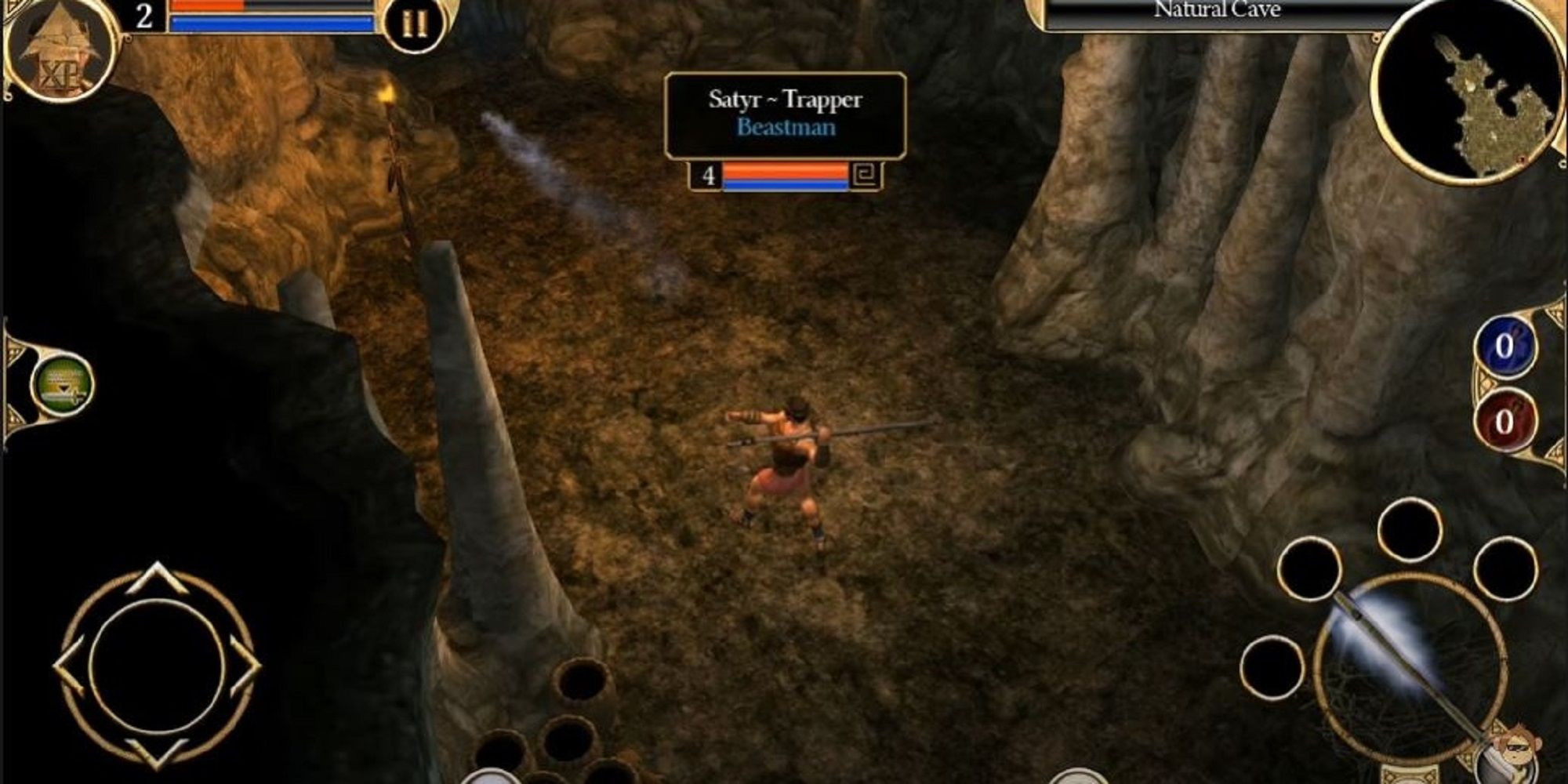 Beastman keeps his spear in Titan Quest.