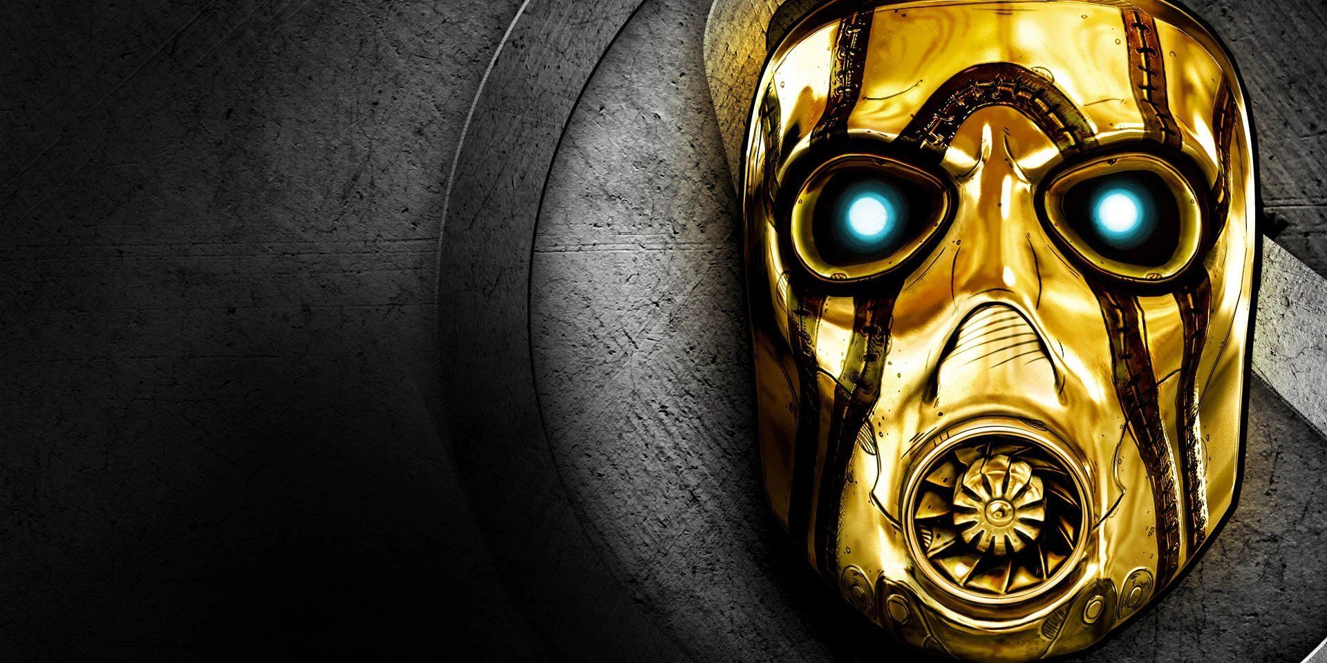 Borderlands official art showing a gold psycho mask 